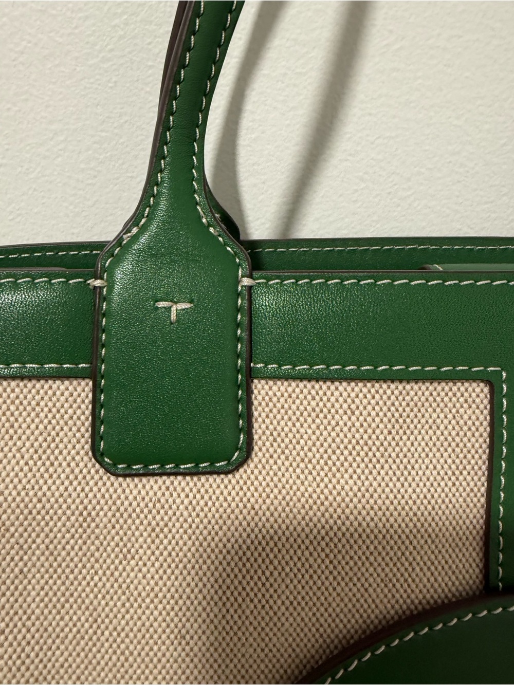 Tory Burch canvas and leather green and neutral oversized - Picture 3 of 6